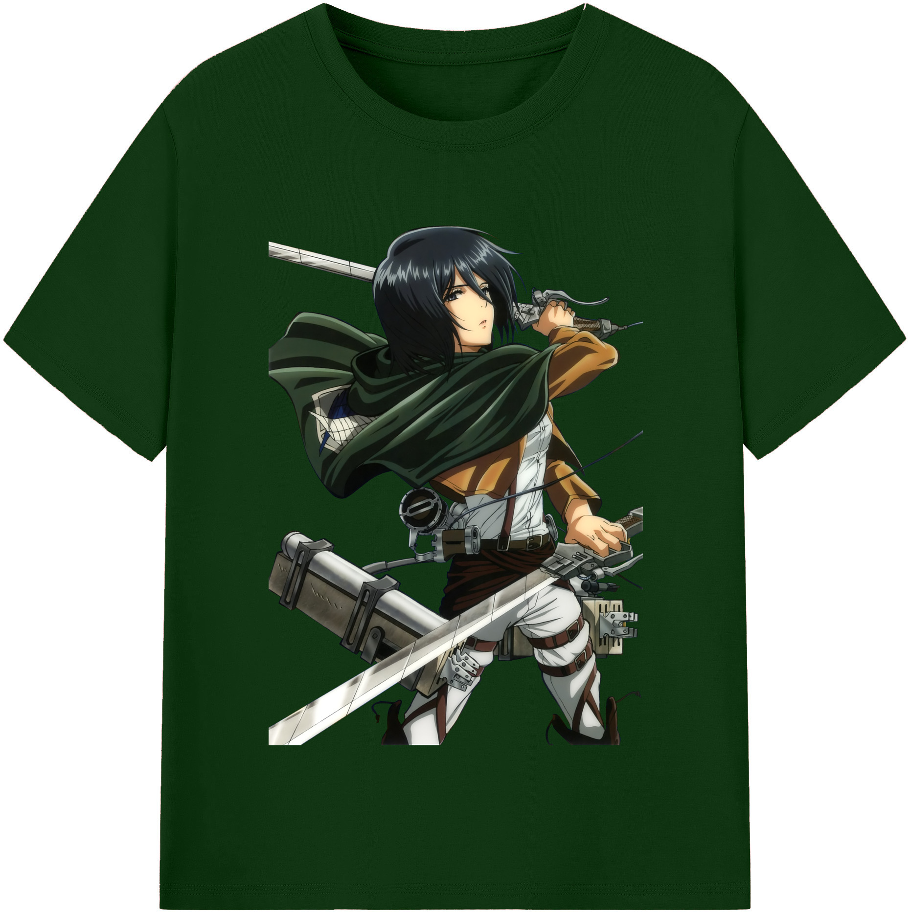 （画像用） 進撃の巨人 ミカサ·アッカーマン Attack on Titan Mikasa Ackerman 綿100％半袖Tシャツ（フロントプリント）